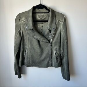 Stylish Olive Faux Suede Jacket